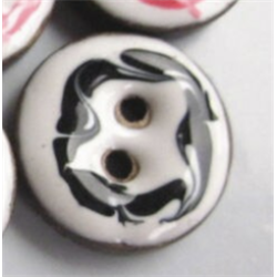 KOKOSKNAPP EMALJERT - Hvit med svart dekor